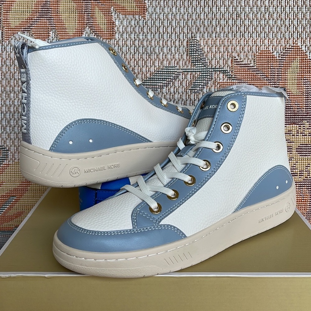 MICHAEL KORS
SHEA MID HIGH TOP
FAUX LEATHER
49F3SHFESL
PALE BLUE 
NEW - Picture 11 of 16